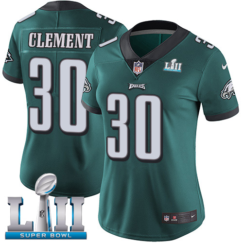 Nike Eagles #30 Corey Clement Midnight Green Team Color Super Bowl LII Women's Stitched NFL Vapor Untouchable Limited Jersey - Click Image to Close